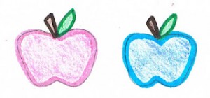 Pink and Blue Apples